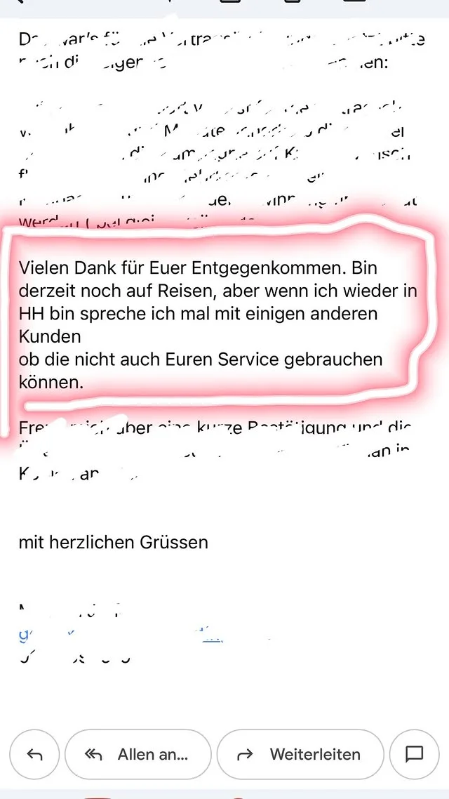 Kunde will HGM Media an andere Unternehmer weiterempfehlen