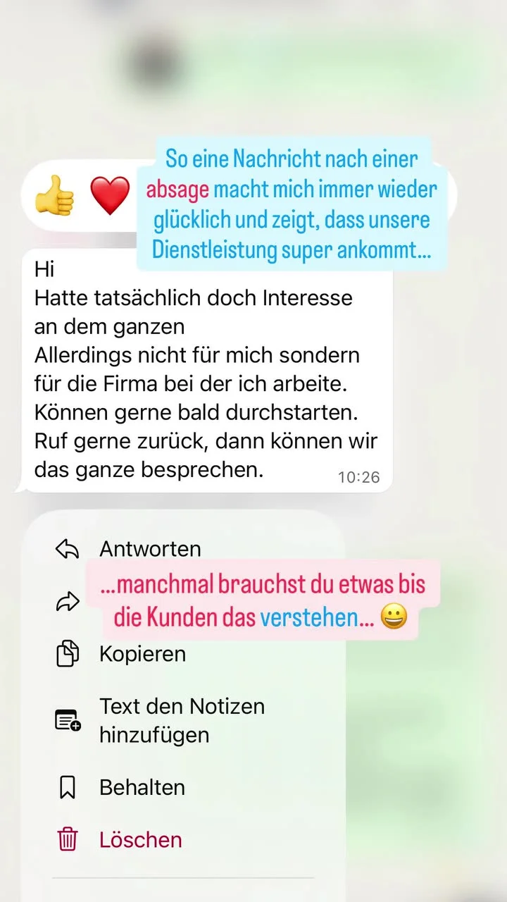 Nachricht eines Interessenten aus einer Kampagne