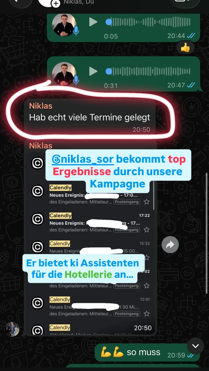 Nachricht von Niklas: hab echt viele Termine gelegt