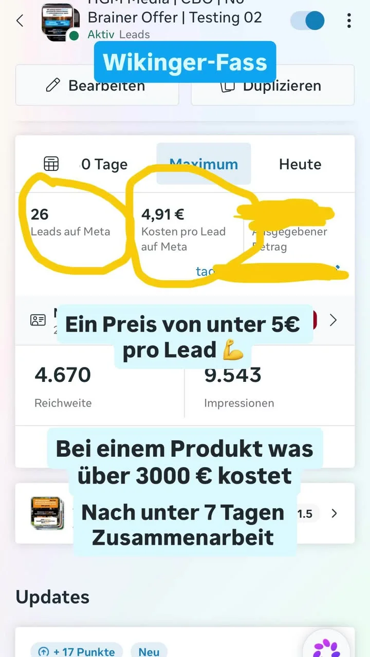26 Leads unter 5 € bei einem Produkt über 3.000 €