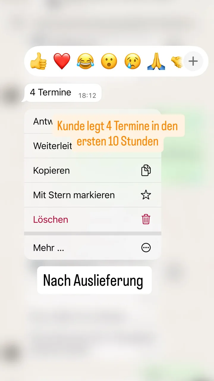 Kunde legt 4 Termine in den ersten 10 Stunden